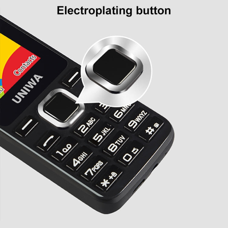 UNIWA E1801 Mobile Phone, 1.77 inch, 800mAh Battery, 21 Keys, Support Bluetooth, FM, MP3, MP4, GSM, Dual SIM(Black) - UNIWA by UNIWA | Online Shopping UK | buy2fix