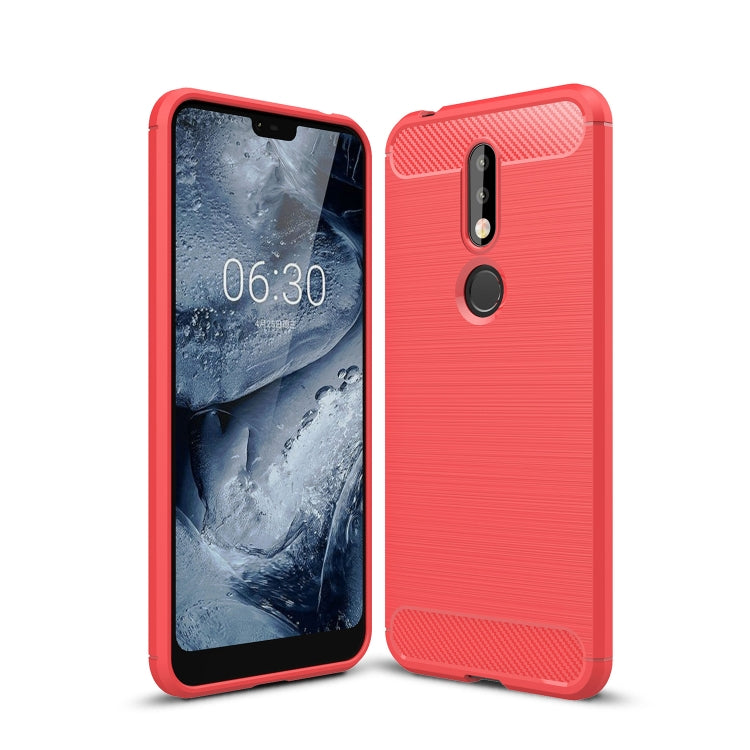 Brushed Texture Carbon Fiber Soft TPU Case for Nokia 7.1(Red) - Nokia Cases by buy2fix | Online Shopping UK | buy2fix