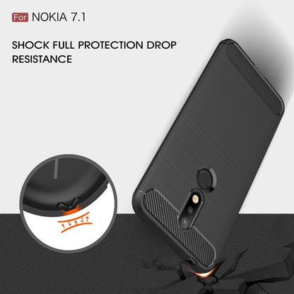 Brushed Texture Carbon Fiber Soft TPU Case for Nokia 7.1(Red) - Nokia Cases by buy2fix | Online Shopping UK | buy2fix