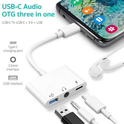 3 in 1 USB-C / Type-C Male to Type-C + USB + 3.5mm Female OTG Adapter - Converter & Adapter by buy2fix | Online Shopping UK | buy2fix