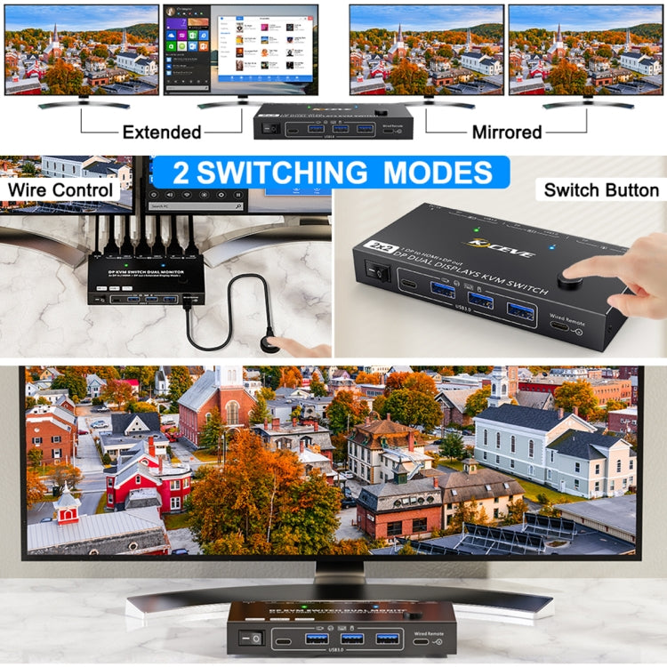 KC-KVM212DH 4K 60HZ USB3.0 DP Dual Display KVM Switcher with MST Dual Screen Extension Replication - Switch by buy2fix | Online Shopping UK | buy2fix