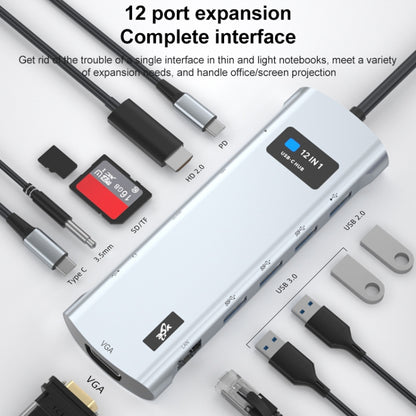 V261A 12 in 1 Elbow USB-C/Type-C to USB Digital Display Docking Station HUB Adapter - USB HUB by buy2fix | Online Shopping UK | buy2fix