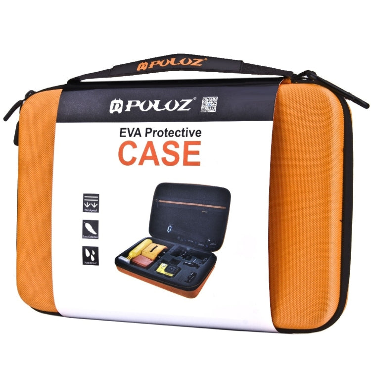 PULUZ Waterproof Carrying and Travel Case for for GoPro, Insta360, DJI and Other Action Cameras Accessories, Large Size: 32cm x 22cm x 7cm(Orange) - Carry Cases by PULUZ | Online Shopping UK | buy2fix