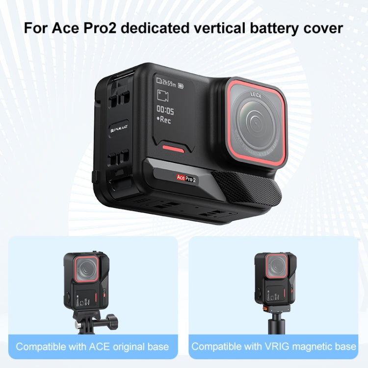 PULUZ ACE / AC Aluminum Alloy Vertical Shooting Magnetic Quick-release Battery Side Interface Cover for Insta360 Ace Pro 2 (Black) - Others by PULUZ | Online Shopping UK | buy2fix