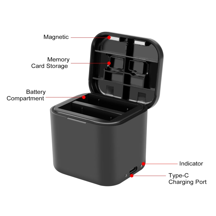 For Insta360 Ace Pro / Ace PULUZ Battery Charging Box Battery & Memory Card Storage Case (Black) - Others by PULUZ | Online Shopping UK | buy2fix