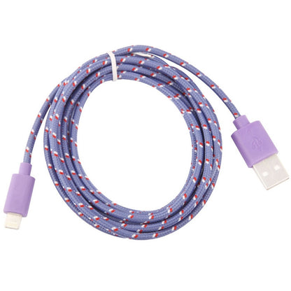 1m Nylon Netting USB Data Transfer Charging Cable For iPhone, iPad, Compatible with up to iOS 15.5(Purple) - Normal Style Cable by buy2fix | Online Shopping UK | buy2fix