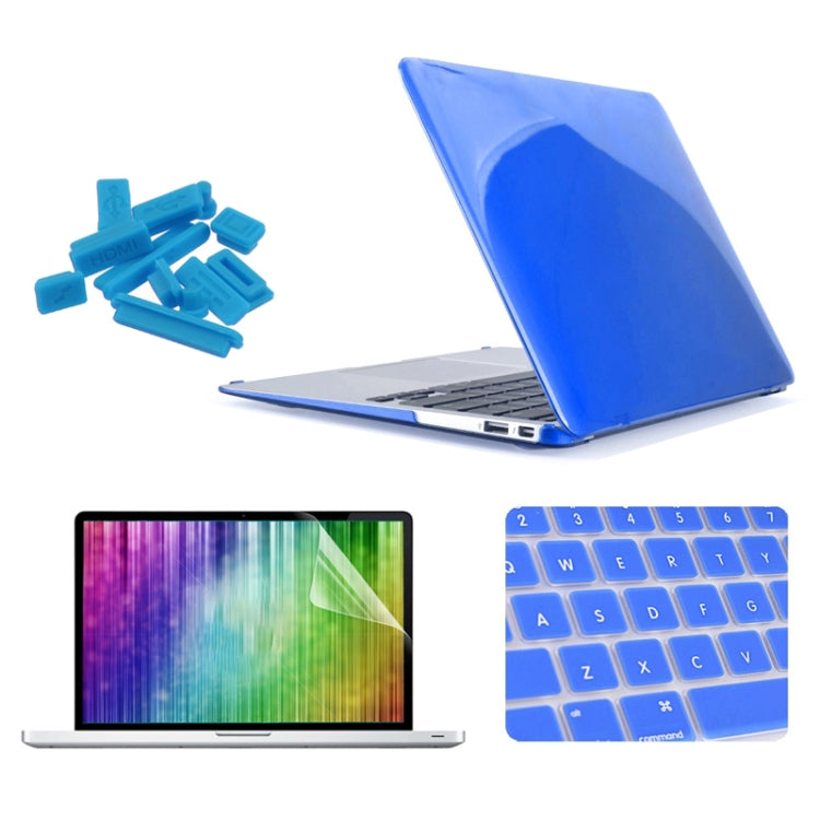 ENKAY for MacBook Air 13.3 inch (US Version) / A1369 / A1466 4 in 1 Crystal Hard Shell Plastic Protective Case with Screen Protector & Keyboard Guard & Anti-dust Plugs(Dark Blue) - MacBook Air Cases by ENKAY | Online Shopping UK | buy2fix