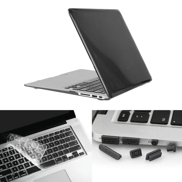 ENKAY for Macbook Air 11.6 inch (US Version) / A1370 / A1465 Hat-Prince 3 in 1 Crystal Hard Shell Plastic Protective Case with Keyboard Guard & Port Dust Plug(Black) - MacBook Air Cases by ENKAY | Online Shopping UK | buy2fix