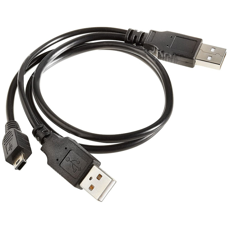 2 in 1 USB 2.0 Male to Mini 5pin Male + USB Male Cable, Length: 80 cm(Black) - USB Cable by buy2fix | Online Shopping UK | buy2fix