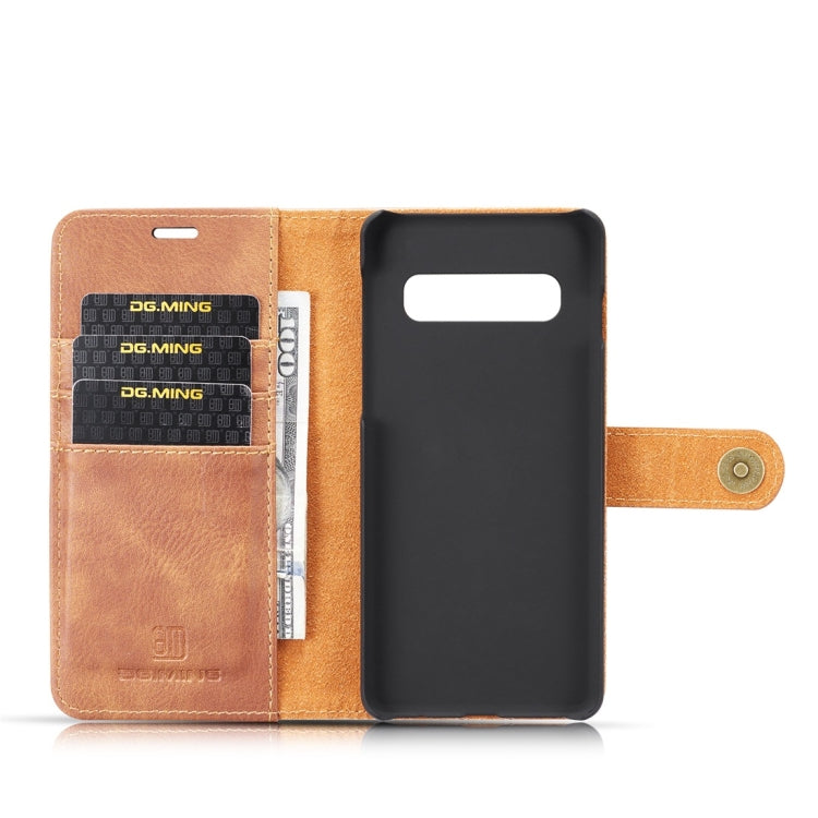 DG.MING Crazy Horse Texture Flip Detachable Magnetic Leather Case for Samsung Galaxy S10, with Holder & Card Slots & Wallet(Brown) - Galaxy Phone Cases by DG.MING | Online Shopping UK | buy2fix