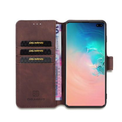 DG.MING Retro Oil Side Horizontal Flip Case for Galaxy S10, with Holder & Card Slots & Wallet (Coffee) - Galaxy Phone Cases by DG.MING | Online Shopping UK | buy2fix