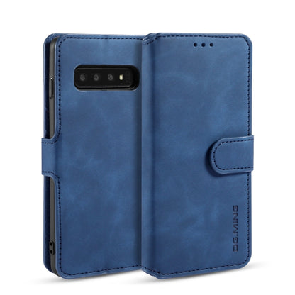 DG.MING Retro Oil Side Horizontal Flip Case for Galaxy S10, with Holder & Card Slots & Wallet (Blue) - Galaxy Phone Cases by DG.MING | Online Shopping UK | buy2fix