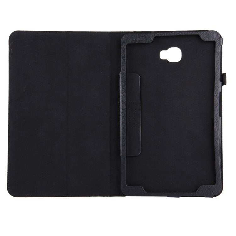 For Galaxy Tab A 10.1 / T580 Litchi Texture Magnetic Horizontal Flip Leather Case with Holder & Sleep / Wake-up Function(Black) - Tab A 10.1 by buy2fix | Online Shopping UK | buy2fix