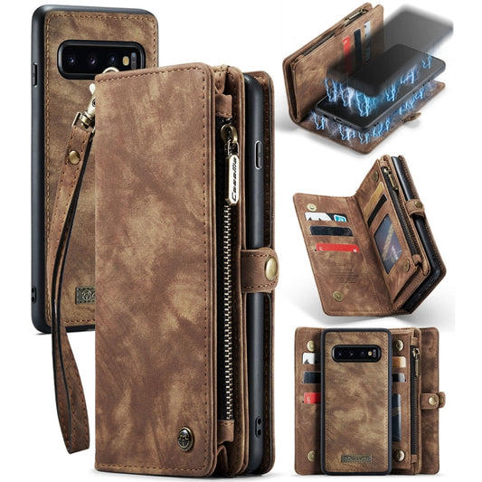 For Samsung Galaxy S10 CaseMe-008 Detachable Multifunctional Flip Leather Phone Case(Brown) - Galaxy Phone Cases by CaseMe | Online Shopping UK | buy2fix