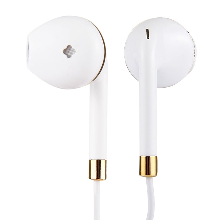 White Wire Body 3.5mm In-Ear Earphone with Line Control & Mic(Gold) - Normal Style Earphone by buy2fix | Online Shopping UK | buy2fix