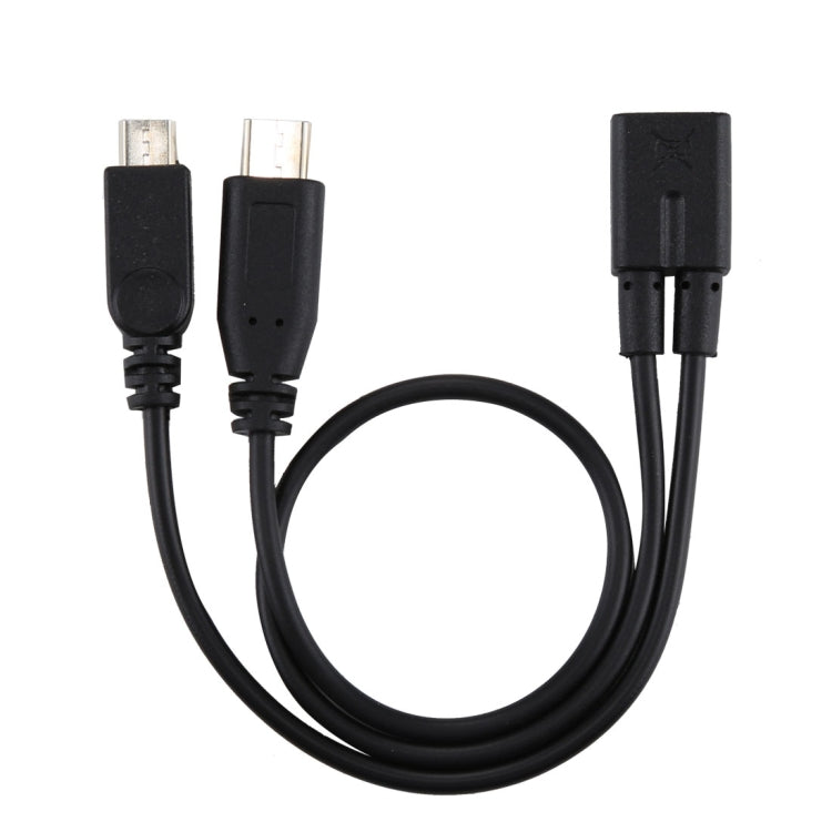 Micro USB Female to USB-C / Type-C Male + Micro USB Male Adapter Y Cable, Total Length: about 30cm, For Samsung, Huawei, Xiaomi, HTC, Meizu, Sony and other Smartphones - Multifunctional Cable by buy2fix | Online Shopping UK | buy2fix