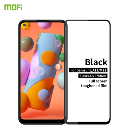 For Samsung Galaxy A11 / M11(EU) MOFI 9H 2.5D Full Screen Tempered Glass Film(Black) - Galaxy Tempered Glass by MOFI | Online Shopping UK | buy2fix