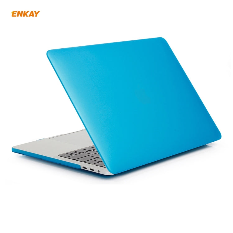 ENKAY 3 in 1 Matte Laptop Protective Case + US Version TPU Keyboard Film + Anti-dust Plugs Set for MacBook Pro 13.3 inch A1706 / A1989 / A2159 (with Touch Bar)(Light Blue) - MacBook Pro Cases by ENKAY | Online Shopping UK | buy2fix