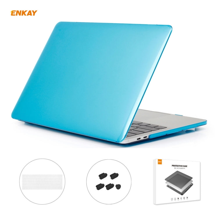 ENKAY 3 in 1 Crystal Laptop Protective Case + EU Version TPU Keyboard Film + Anti-dust Plugs Set for MacBook Pro 13.3 inch A1708 (without Touch Bar)(Light Blue) - MacBook Pro Cases by ENKAY | Online Shopping UK | buy2fix