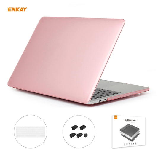 ENKAY 3 in 1  Crystal Laptop Protective Case + EU Version TPU Keyboard Film + Anti-dust Plugs Set for MacBook Pro 15.4 inch A1707 & A1990 (with Touch Bar)(Pink) - MacBook Pro Cases by ENKAY | Online Shopping UK | buy2fix