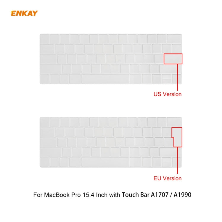 ENKAY 3 in 1  Crystal Laptop Protective Case + EU Version TPU Keyboard Film + Anti-dust Plugs Set for MacBook Pro 15.4 inch A1707 & A1990 (with Touch Bar)(Grey) - MacBook Pro Cases by ENKAY | Online Shopping UK | buy2fix