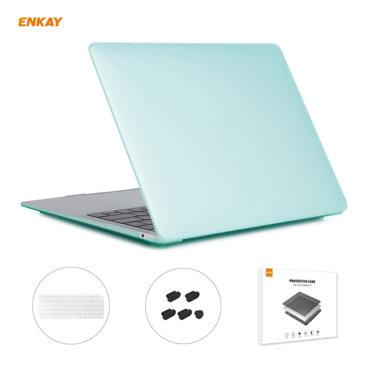 ENKAY 3 in 1 Matte Laptop Protective Case + US Version TPU Keyboard Film + Anti-dust Plugs Set for MacBook Air 13.3 inch A1932 (2018)(Green) - MacBook Air Cases by ENKAY | Online Shopping UK | buy2fix