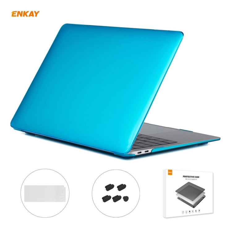 For MacBook Air 13.3 inch A2179 & A2337 2020 ENKAY 3 in 1 Crystal Laptop Protective Case + EU Version TPU Keyboard Film + Anti-dust Plugs Set(Light Blue) - MacBook Air Cases by ENKAY | Online Shopping UK | buy2fix