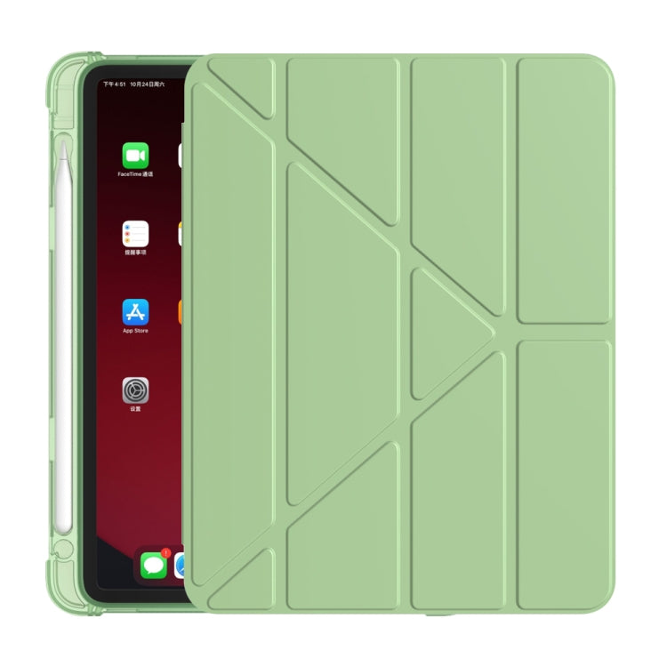 For iPad Air 11 2024 / Air 2022 10.9 Multi-folding Matte Surface Leather Tablet Case with Pen Slot(Light Green) - iPad Air (2022) / (2020) 10.9 Cases by buy2fix | Online Shopping UK | buy2fix