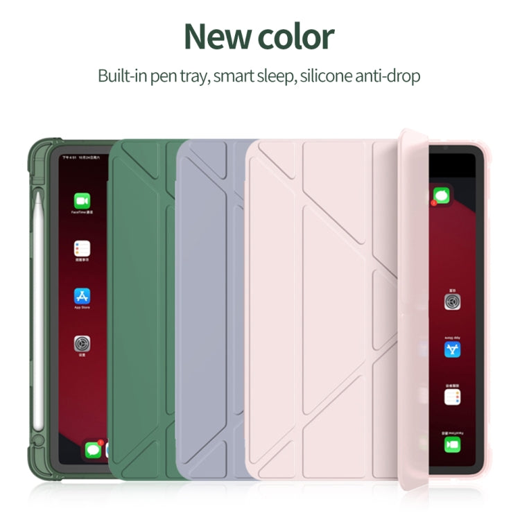 For iPad Air 11 2024 / Air 2022 10.9 Multi-folding Matte Surface Leather Tablet Case with Pen Slot(Light Green) - iPad Air (2022) / (2020) 10.9 Cases by buy2fix | Online Shopping UK | buy2fix