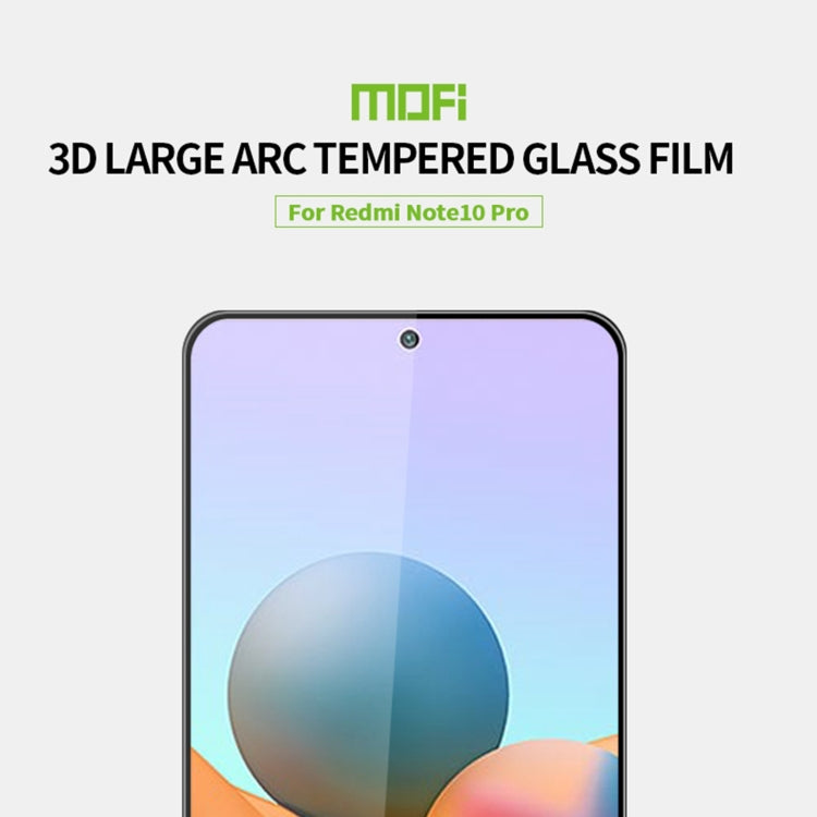 For Xiaomi Redmi Note 10 Pro / Note 10 Pro Max MOFI 9H 3D Explosion-proof Curved Screen Tempered Glass Film(Black) -  by MOFI | Online Shopping UK | buy2fix