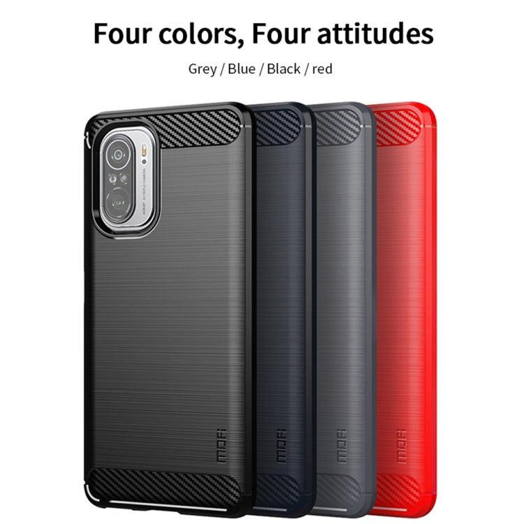 For Xiaomi Redmi K40 / K40 Pro / K40 Pro+ / Poco F3 MOFI Gentleness Series Brushed Texture Carbon Fiber Soft TPU Case(Red) - Xiaomi Cases by MOFI | Online Shopping UK | buy2fix