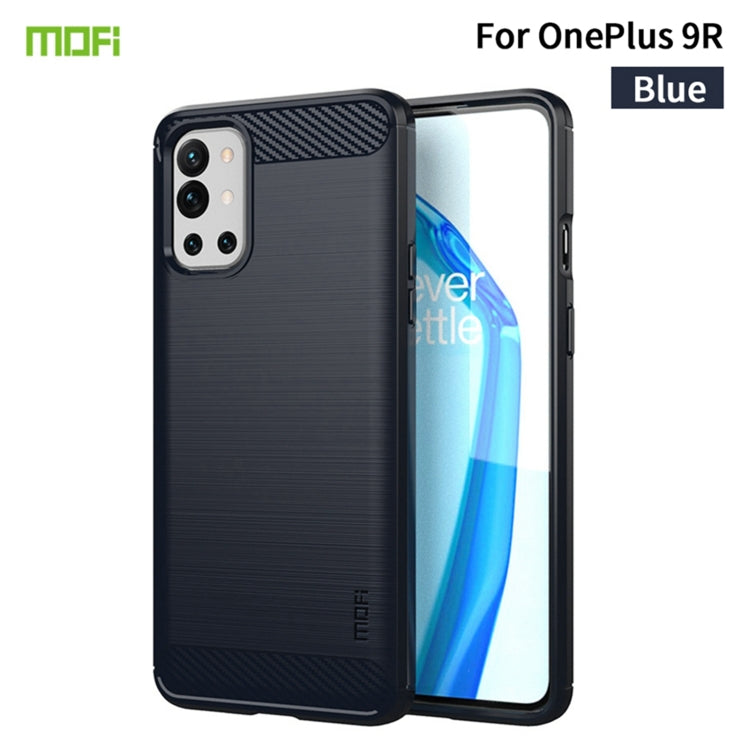 For OnePlus 9R MOFI Gentleness Series Brushed Texture Carbon Fiber Soft TPU Case(Blue) - OnePlus Cases by MOFI | Online Shopping UK | buy2fix