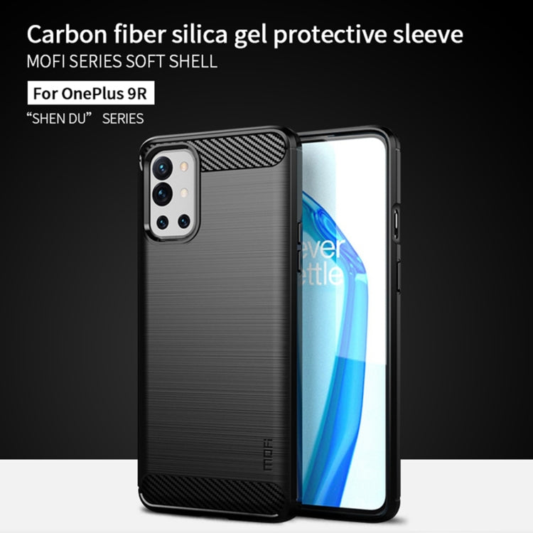 For OnePlus 9R MOFI Gentleness Series Brushed Texture Carbon Fiber Soft TPU Case(Blue) - OnePlus Cases by MOFI | Online Shopping UK | buy2fix