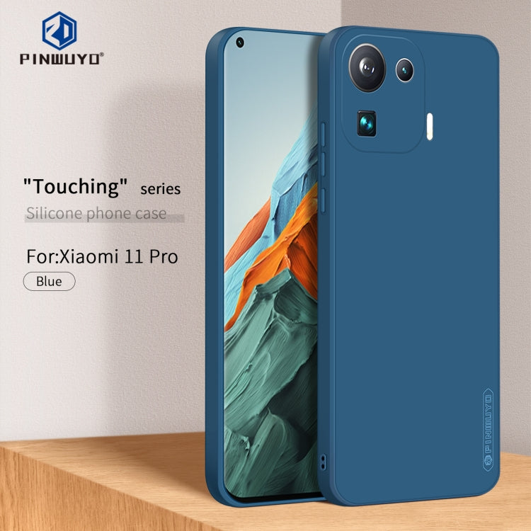 For Xiaomi Mi 11 Pro PINWUYO Touching Series Liquid Silicone TPU Shockproof Case(Blue) - Xiaomi Cases by PINWUYO | Online Shopping UK | buy2fix