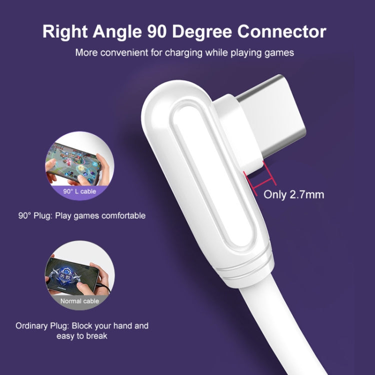 ENKAY Hat-Prince ENK-CB109 5A USB to USB-C / Type-C 90 Degree Elbow Silicone Data Sync Fast Charging Cable, Cable Length:1m(White) - USB-C & Type-C Cable by ENKAY | Online Shopping UK | buy2fix