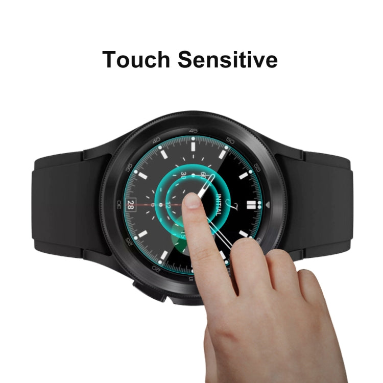 For Samsung Galaxy Watch4 Classic 42mm ENKAY Hat-Prince 2 in 1 Full Coverage Electroplated PC Case with Decorative Diamond + Tempered Glass Protector(Cyan) - Watch Cases by ENKAY | Online Shopping UK | buy2fix