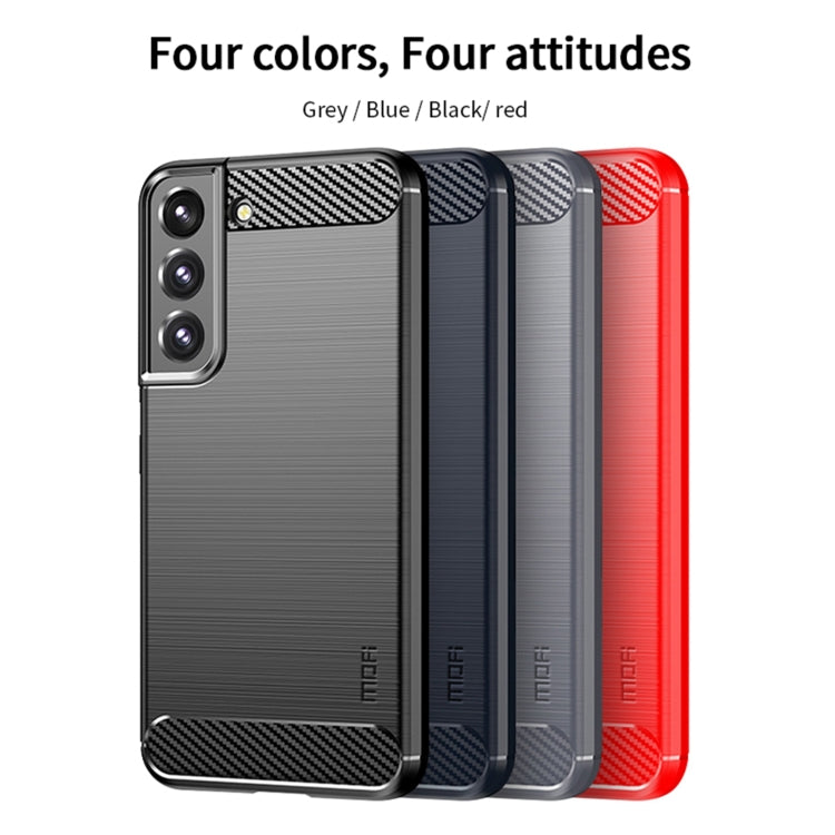 For Samsung Galaxy S22+ 5G MOFI Gentleness Series Brushed Texture Carbon Fiber Soft TPU Case(Red) - Galaxy S22+ 5G Cases by MOFI | Online Shopping UK | buy2fix