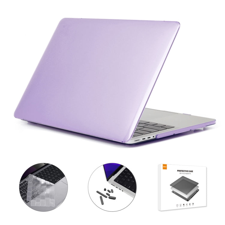 ENKAY Hat-Prince 3 in 1 Crystal Laptop Protective Case + TPU Keyboard Film + Anti-dust Plugs Set for MacBook Pro 14.2 inch A2442 2021, Version:EU Version(Purple) - MacBook Pro Cases by ENKAY | Online Shopping UK | buy2fix