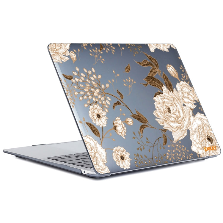 ENKAY Vintage Pattern Series Laotop Protective Crystal Case For MacBook Pro 15.4 inch A1707 / A1990(Golden Peony) - MacBook Pro Cases by ENKAY | Online Shopping UK | buy2fix