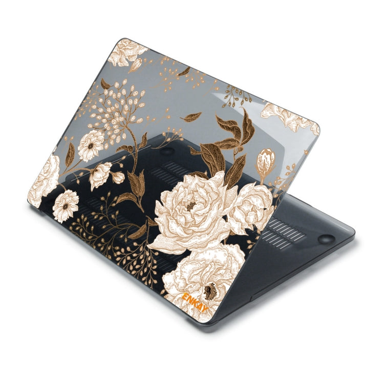 ENKAY Vintage Pattern Series Laotop Protective Crystal Case For MacBook Pro 16.2 inch A2485 2021/A2880 2023(Golden Peony) - MacBook Pro Cases by ENKAY | Online Shopping UK | buy2fix