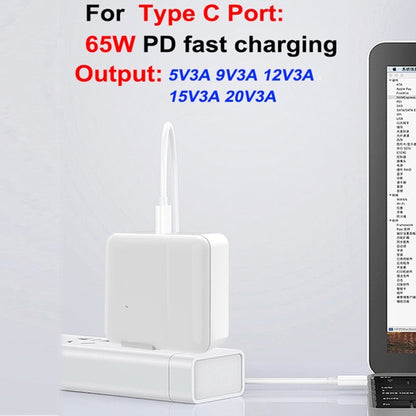 PD-65W USB-C / Type-C + QC3. 0 USB Laptop Charging Adapter + 2m USB-C / Type-C to USB-C / Type-C Data Cable Set, EU Plug / US Plug(White) - Cable & Adapter by buy2fix | Online Shopping UK | buy2fix