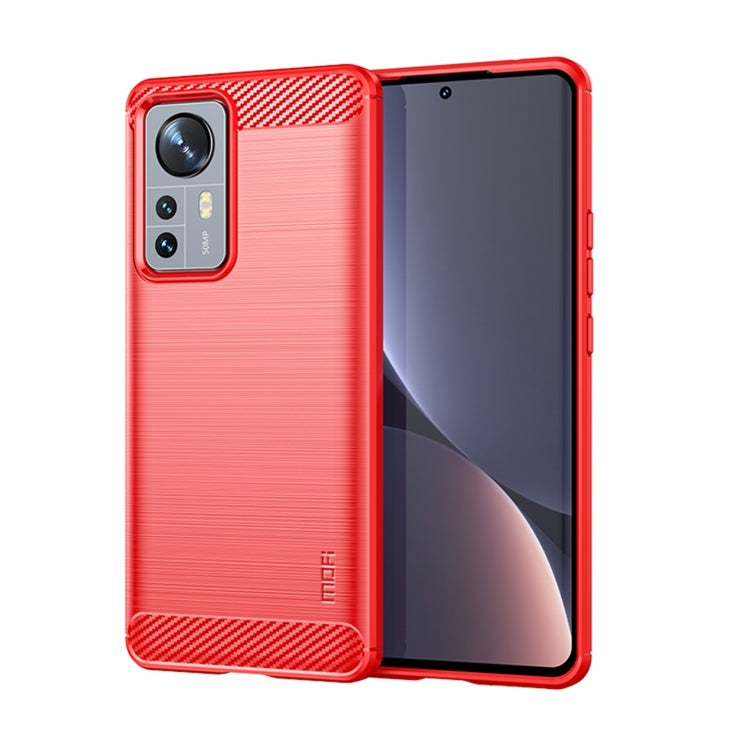 For Xiaomi 12 Pro MOFI Gentleness Brushed Carbon Fiber Soft TPU Case(Red) - Xiaomi Cases by MOFI | Online Shopping UK | buy2fix