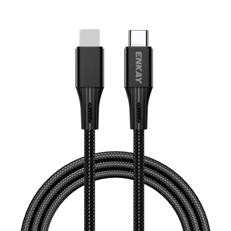 ENKAY PD 20W 3A USB-C / Type-C to 8 Pin Fast Charging Nylon Braided Data Cable, Length:1m(Black) - Normal Style Cable by ENKAY | Online Shopping UK | buy2fix