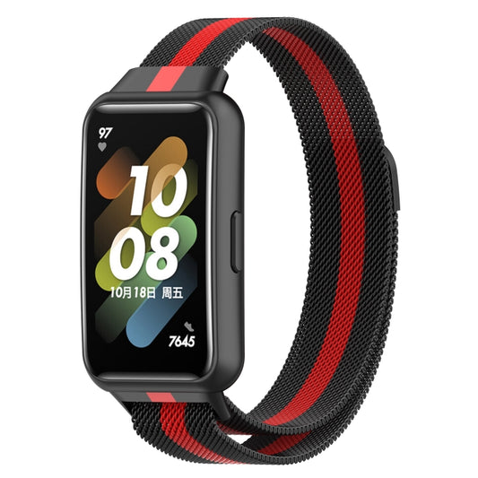 For Huawei Band 7 Milan Magnetic Watch Band(Black+Red) - Watch Bands by buy2fix | Online Shopping UK | buy2fix