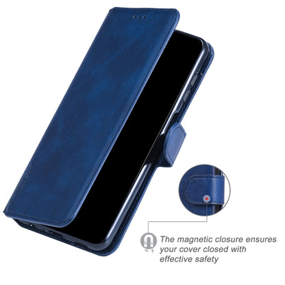 For Honor 60 JUNSUNMAY Calf Texture Leather Phone Case(Blue) - Honor Cases by JUNSUNMAY | Online Shopping UK | buy2fix