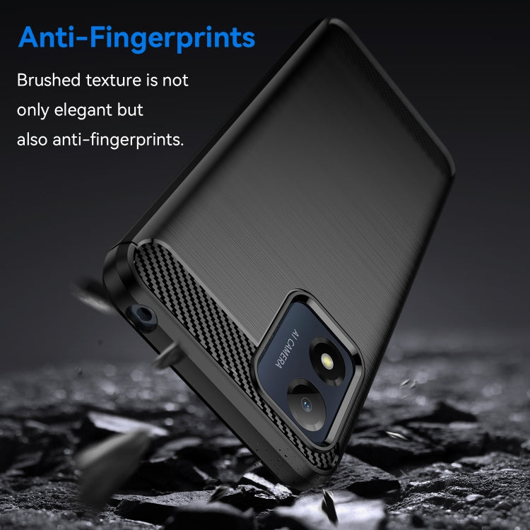 For Motorola Moto E13 Brushed Texture Carbon Fiber TPU Phone Case(Black) - Motorola Cases by buy2fix | Online Shopping UK | buy2fix