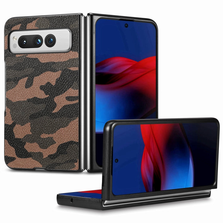 For Google Pixel Fold Camouflage Leather Back Cover Phone Case(Brown) - Google Cases by buy2fix | Online Shopping UK | buy2fix