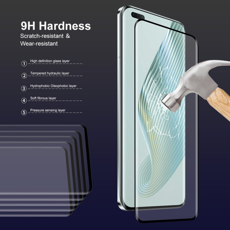 For Honor Magic5 Pro 2pcs ENKAY 0.26mm 3D Hot Bending Tempered Glass Full Film with Lens Film - Honor Tempered Glass by ENKAY | Online Shopping UK | buy2fix