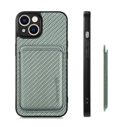 For iPhone 13 Carbon Fiber Leather Card Magsafe Magnetic Phone Case(Green) - iPhone 13 Cases by buy2fix | Online Shopping UK | buy2fix