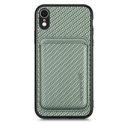 For iPhone  XR Carbon Fiber Leather Card Magsafe Magnetic Phone Case(Green) - More iPhone Cases by buy2fix | Online Shopping UK | buy2fix